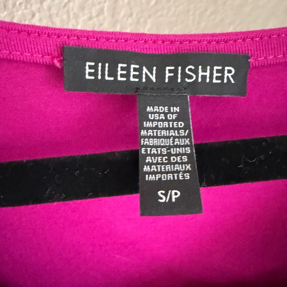 Eileen Fisher Fuchsia V-Neck Midi Dress, Size S - Picture 3 of 6